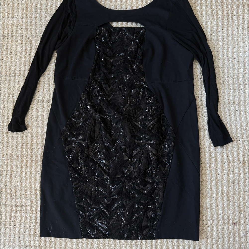 Lane Bryant Black Mini Dress with Sequin Panel